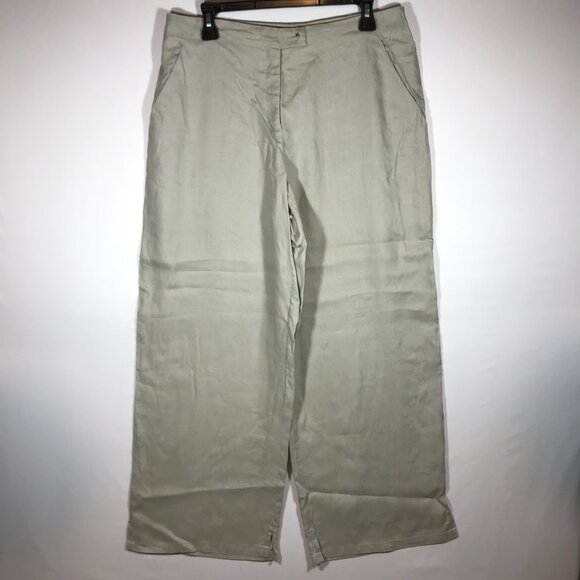 Max Studio Women's 12 Beige 100% Linen Casual Wide Leg Pants - Picture 1 of 12